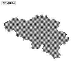 Map of Belgium with dotted pattern highlighting its geographical features