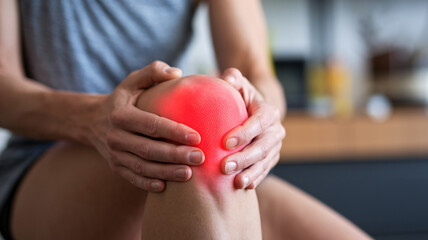 close up photo of a person holding a sore knee