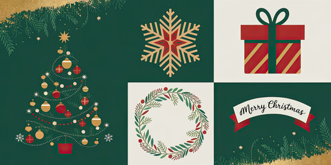 Festive Christmas Design Tree Snowflake Gift Wreath