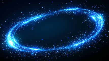 Abstract futuristic blue glowing ring frame background. Aurorae. Illustration