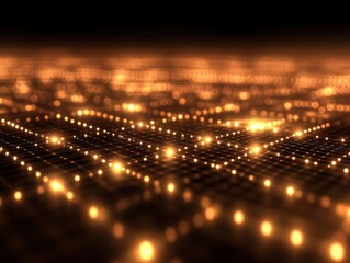 Fototapeta premium Exploring glowing grid: a digital landscape of light and network