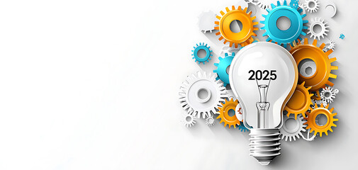 Innovative light bulb concept showcasing future ideas business environment graphic design modern perspective vision 2025