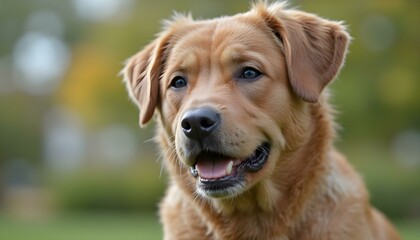 a dog laying on a couch with its tongue sticking out.