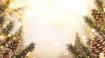 Obraz premium Embellished Christmas scene with shimmering lights and festive decorations