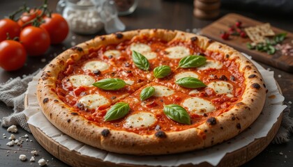 Delicious Homemade Margherita Pizza with Basil
