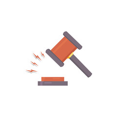 Wooden courtroom gavel used by judges for sentencing or auction signals. Modern vector illustration symbolizing law, justice, and court proceedings
