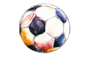 Naklejka premium Watercolor Illustration of a Classic Soccer Ball