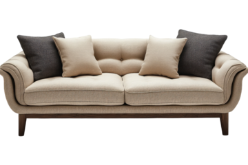Cozy Beige Sofa with Pillows for Living Room Decor