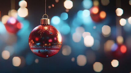 Fototapeta premium Celebrate the joy of Christmas with a beautifully decorated ornament and festive lights