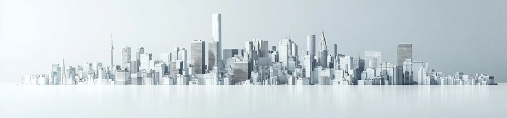 Fototapeta premium City skyline, foreground ground, white model, 3d, high quality, HD image 