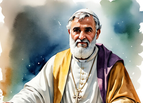 Watercolour illustration of Peter or Cephas , also called Simon Peter , the Apostle Peter , Peter the Apostle , Saint Peter , or Pope Peter , was one of the twelve apostles of Jesus