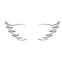 Doodle outline sketch angel wings