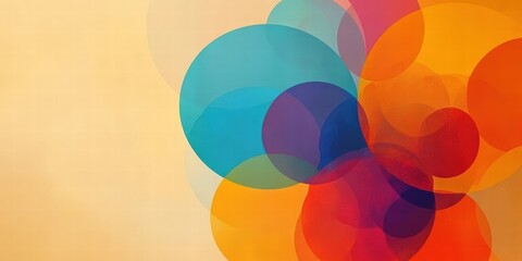 Obraz premium Bright and Colorful Abstract Background Featuring Overlapping Geometric Circles on a Soft Gradient Canvas