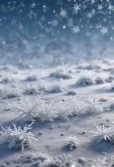 Frosty Winter Background with Gentle Snowflakes , white snow, cold climate, gentle flakes