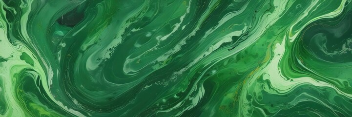 Obraz premium Green marbled effect with swirling paint texture, texture, green