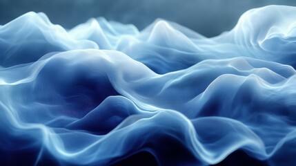 Obraz premium data turning into a wave, a transofrmative pattern abstract art photo in petrol blue tones with a highlight color, fluid and transformation