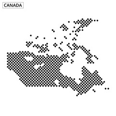 Detailed dotted map of Canada showcasing geographical features and locations