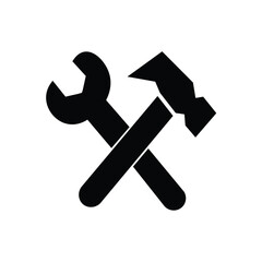Linear and silhouette toolkit icons featuring wrench and hammer symbols. This vector illustration is perfect for repair signs and work tool designs