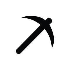 Silhouette icon of a pickaxe, a classic mining tool in vector illustration. Perfect for mining project designs, work tools, and the mining industry