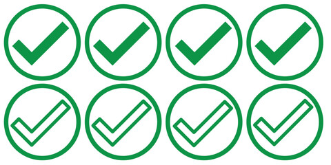 checkmark vector, checkmark icon set. Check mark vector icon set. correct or right tick mark sign. green checkmark for checklist. accept and ok checkbox button pictogram. Vector illustrator. 