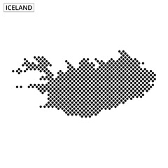 Unique dotted map representation of Iceland showcasing its geography and contours