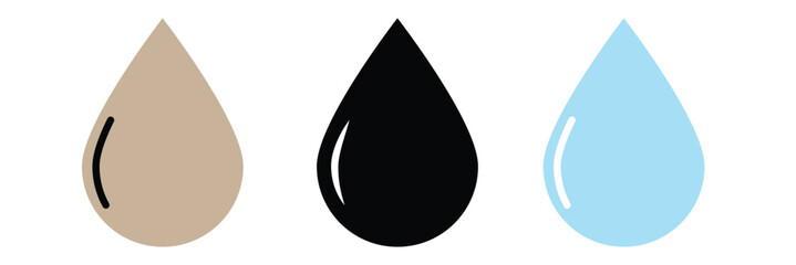 Water drop icon. Raindrop vector illustration. Wet symbol. Oil sign. Blue dripped rain droplet pictogram. Dew icon isolated. Symbol of nature, liquid, droplet, aqua, rain etc. Vector illustration.