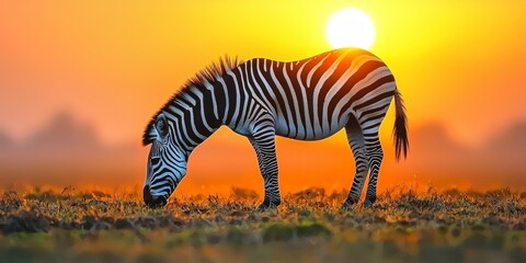 Fototapeta premium Majestic Zebra at Sunset in African Savanna