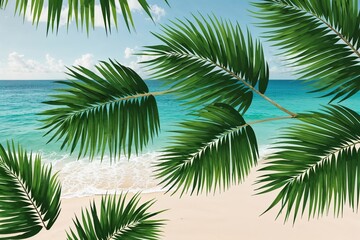 Fototapeta premium Tropical Palm Leaf Art for Coastal Paradise Aesthetic