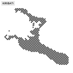 Obraz premium Map outline of Kiribati with a dotted design representing islands