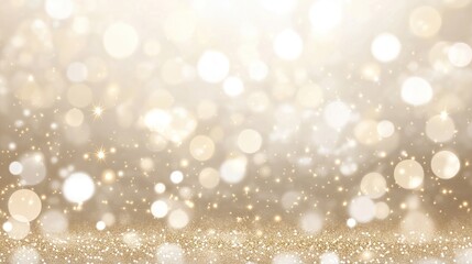 Abstract background design featuring glowing light bokeh effects, glittering particles. Soft light, gold glitter create celebratory, festive look. Ideal for holiday special occasion designs. Image