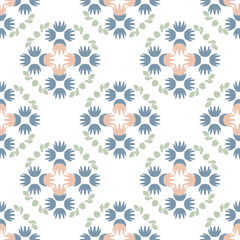 Blue and orange embroidery, motif ethnic ikat seamless textile illustration, print striped ornament, pattern, design for wrapping, silk, scarf, clothing, background, textile, carpets, curtains.