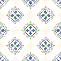 Green and brown embroidery, motif ethnic ikat seamless textile illustration, print striped ornament, pattern, design for wrapping, silk, scarf, clothing, background, textile, carpets, curtains.