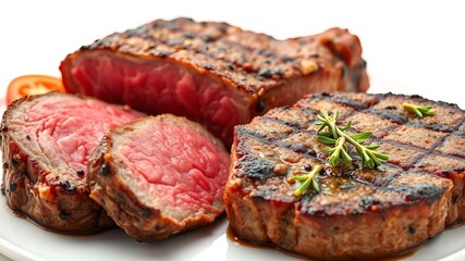 Juicy and succulent fried meat steak with crispy exterior, isolated on white background, dinner, white background