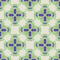 Green and blue digital ikat pattern for creating beautiful fabric designs and other elements of the fashion industry and home interior (wrapping, silk, scarf, clothing, background, carpets, curtains) 
