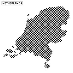 Obraz premium Unique dotted map of the Netherlands showcasing geographical features in black and white
