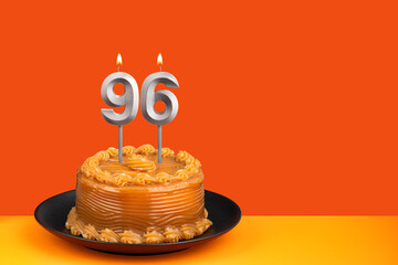 Birthday candle number 96 - Cake with dulce de leche frosting.