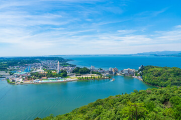 Fototapeta premium 大草山山頂から浜名湖と観山寺温泉の眺望