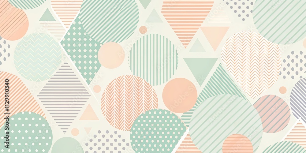 Wall mural abstract pastel geometric pattern design with circles and triangles