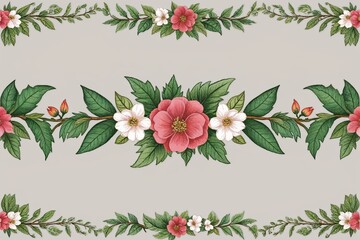 Floral Accent Decorative Borders with Custom Leafy Frame Designs