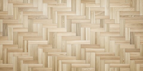 High-resolution image of a light wood parquet floor with an intricate woven pattern ideal for interior design projects
