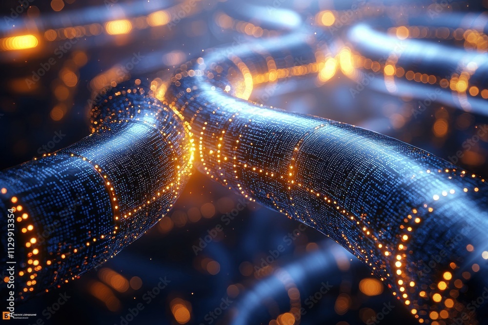 Poster innovative blockchain visualization explores secure ecosystems in digital technology environment abs