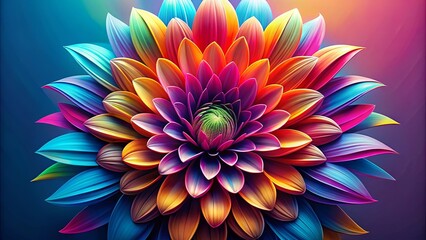 Obraz premium Vibrant Rainbow Floral Bloom A Close-Up of a Multicolored, Intricate, and Vividly Hues Flower with a Lush, Textured Appearance.