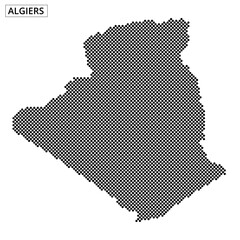 Algiers map design with dotted pattern showcasing the outline of the city