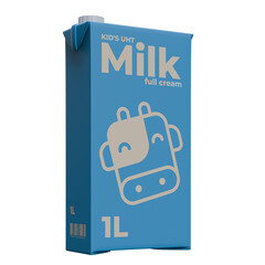Large Milk Front Left View 3D Render Design Element