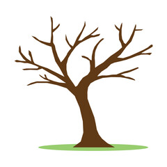 Fototapeta premium Vector image of a bare brown tree without leaves. This illustration fits themes of nature and autumn, capturing the beauty of stillness in a quiet atmosphere