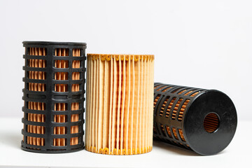 Air, fuel or oil filters isolated on a white background