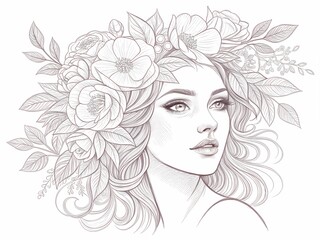 portrait of a woman with flowers