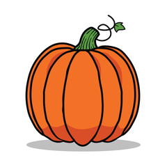 An orange pumpkin illustration for Halloween in a thin line style. This isolated vector design on a white background is perfect for Halloween celebration themes and autumn decorations
