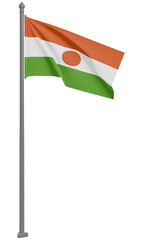 ニジェール共和国のはためく国旗の3Dイラスト(正面)	