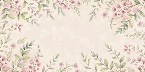 Elegant Floral Border Design with Soft Hues and Delicate Botanical Elements